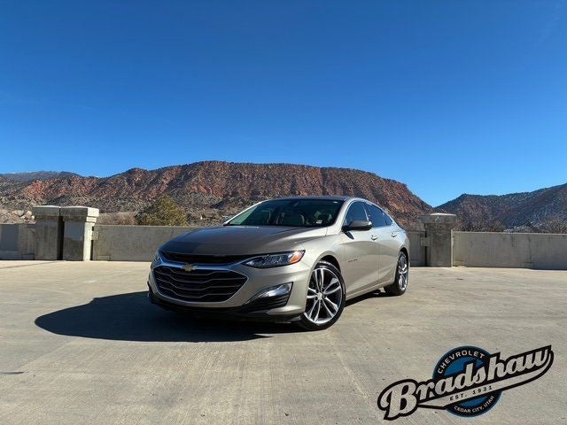 2022 Chevrolet Malibu Premier in Mineral Gray Metallic — front three-quarter view