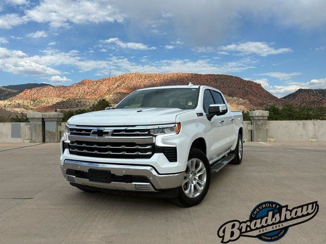 2024 Chevrolet Silverado 1500 LTZ Z71 in Summit White — front three-quarter view