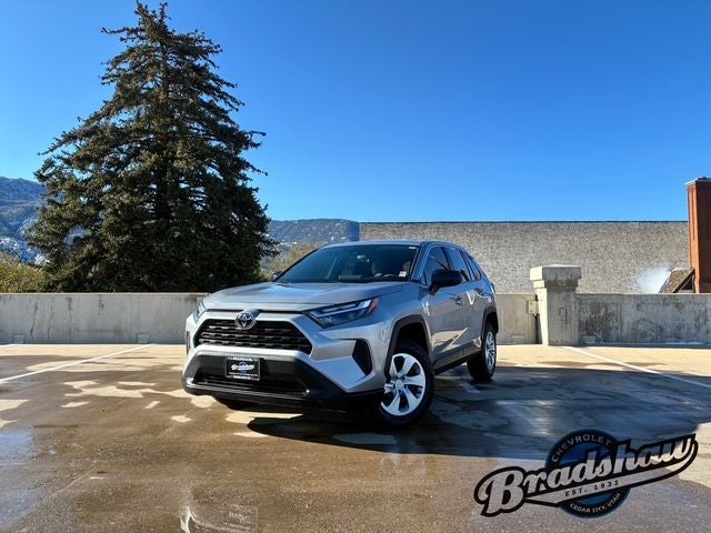 2024 Toyota RAV4 LE in Silver Sky Metallic — front three-quarter view
