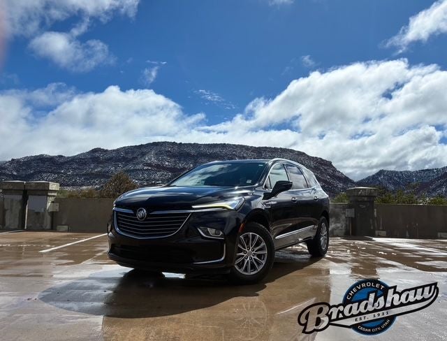 2023 Buick Enclave Essence in Ebony Twilight Metallic — front three-quarter view