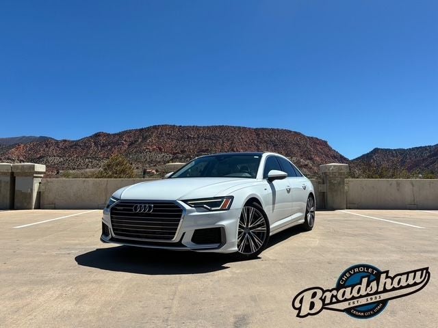 2019 Audi A6 3.0T Premium Plus quattro in Glacier White — front three-quarter view